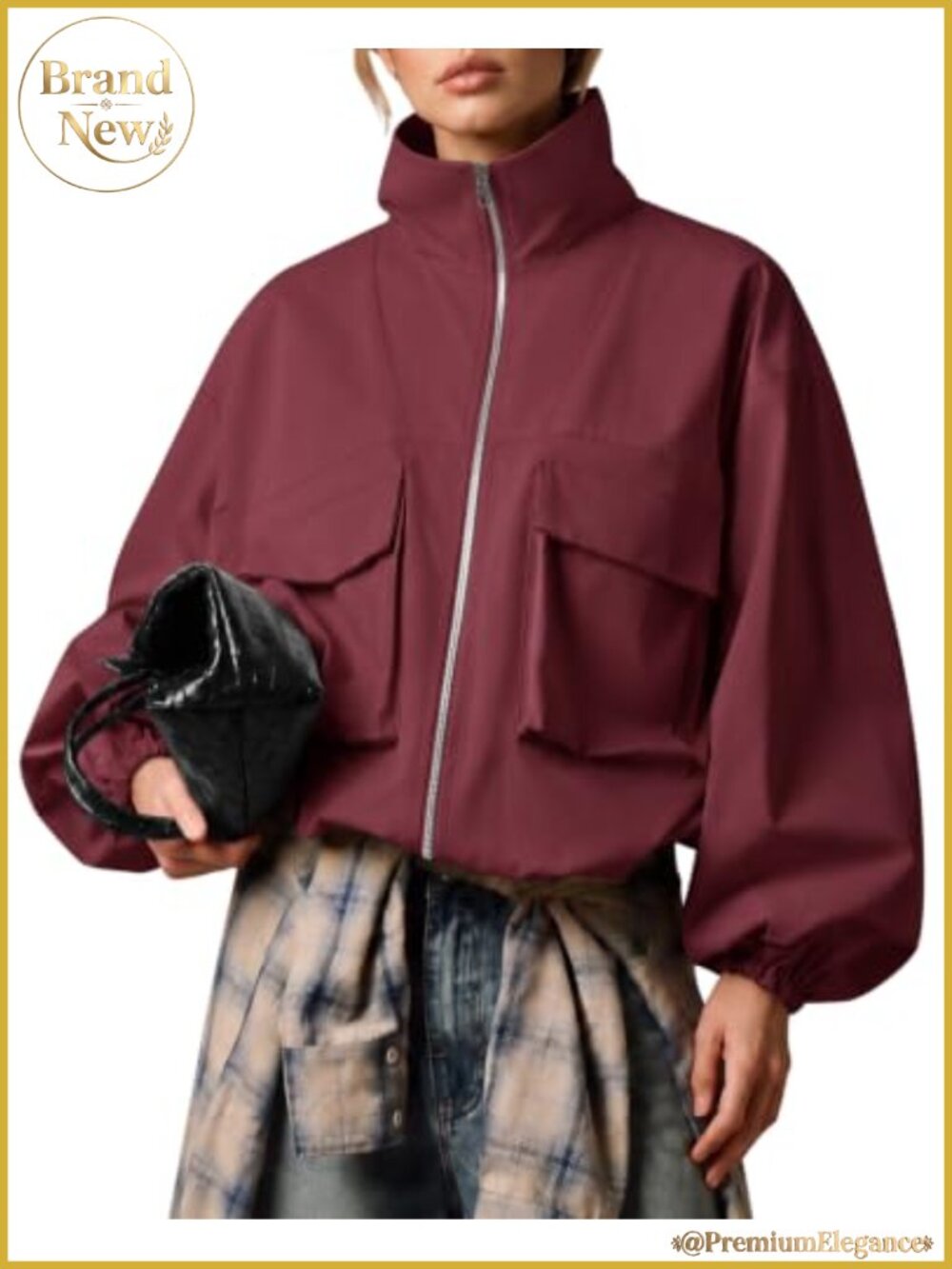 Oversized Funnel Neck Windbreaker Jacket Lightweight Utility Coat